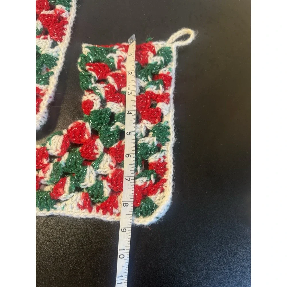 Vintage‎ Crochet Christmas Stockings Set Of 2 Handmade